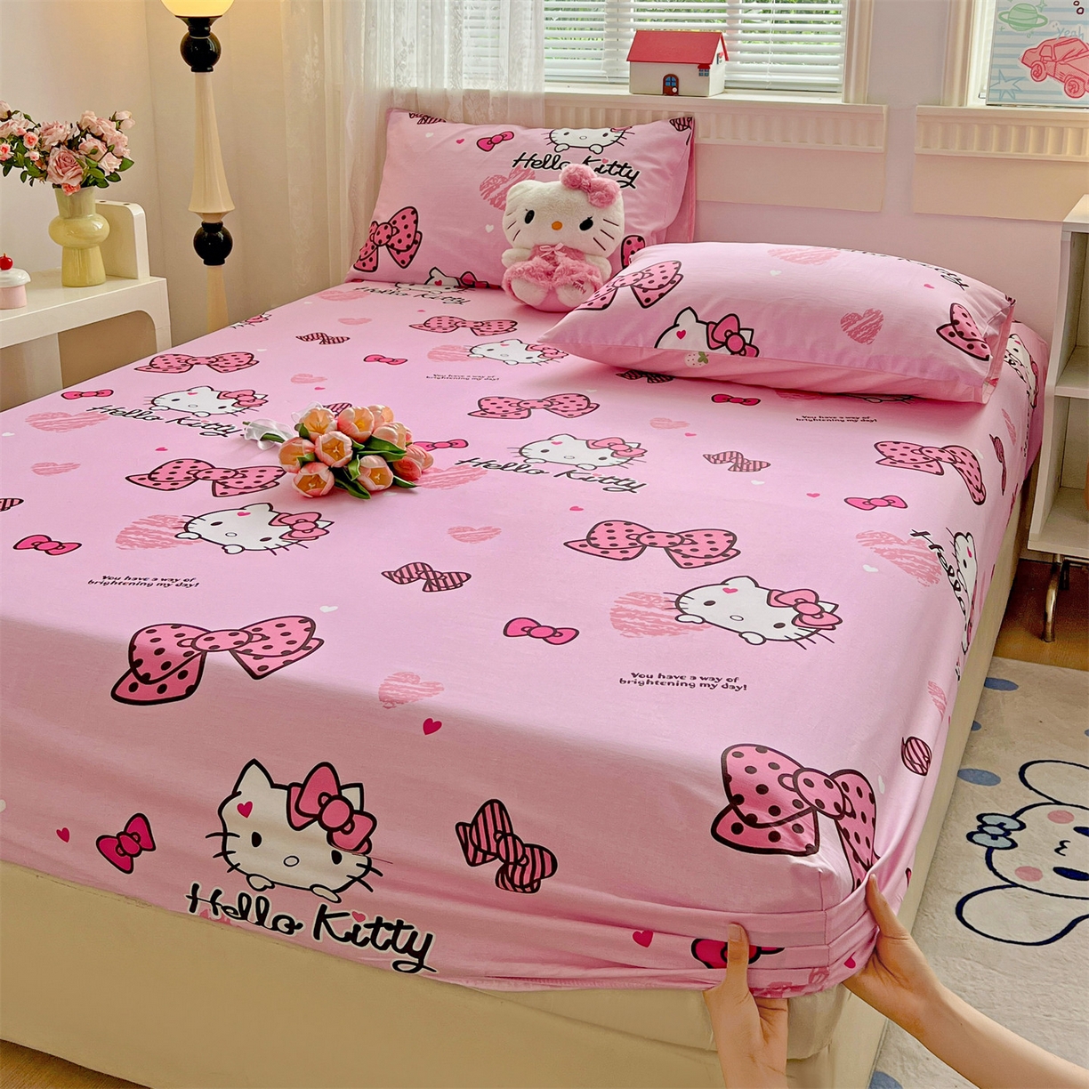 91家纺网 家纺一手货源 找家纺 名兮家居 2025新款全棉纯棉13372经典奥特曼-三丽鸥成人床床笠单件单床笠【含防伪标】 蝴蝶结kt