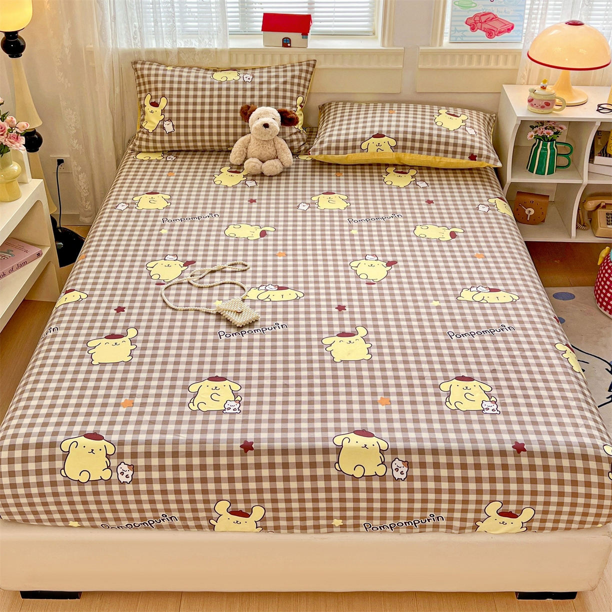 名兮家居 2025新款全棉纯棉13372经典奥特曼-三丽鸥成人床床笠单件单床笠【含防伪标】 焦糖布丁狗