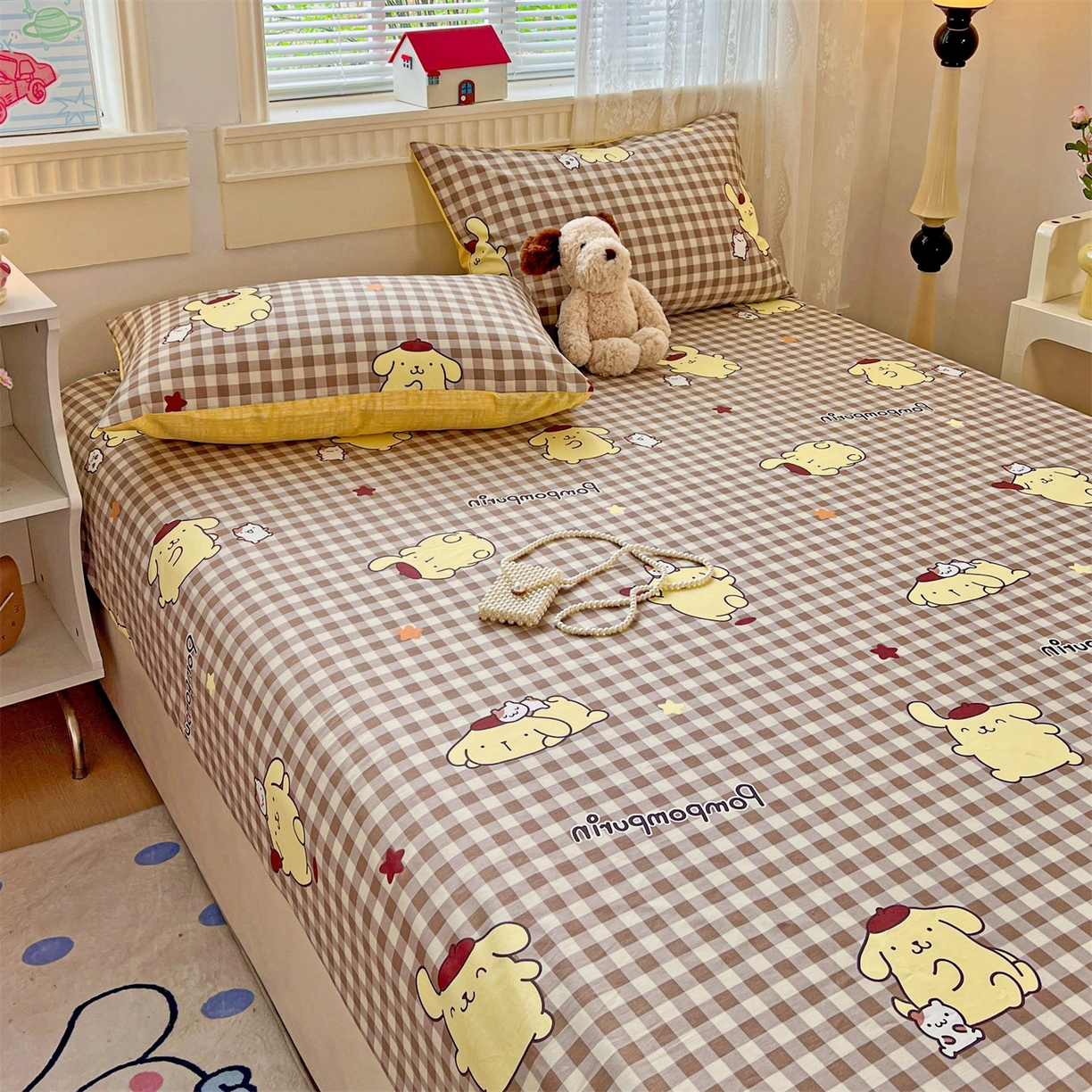 91家纺网 家纺一手货源 找家纺 名兮家居 2025新款全棉纯棉13372经典奥特曼-三丽鸥成人床床笠单件单床笠【含防伪标】 焦糖布丁狗