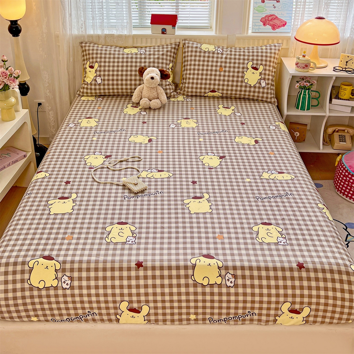 91家纺网 家纺一手货源 找家纺 名兮家居 2025新款全棉纯棉13372经典奥特曼-三丽鸥成人床床笠单件单床笠【含防伪标】 焦糖布丁狗