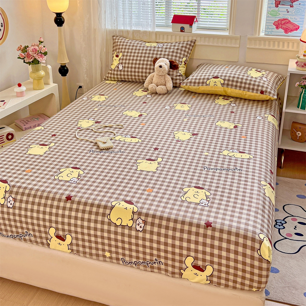 91家纺网 家纺一手货源 找家纺 名兮家居 2025新款全棉纯棉13372经典奥特曼-三丽鸥成人床床笠单件单床笠【含防伪标】 焦糖布丁狗