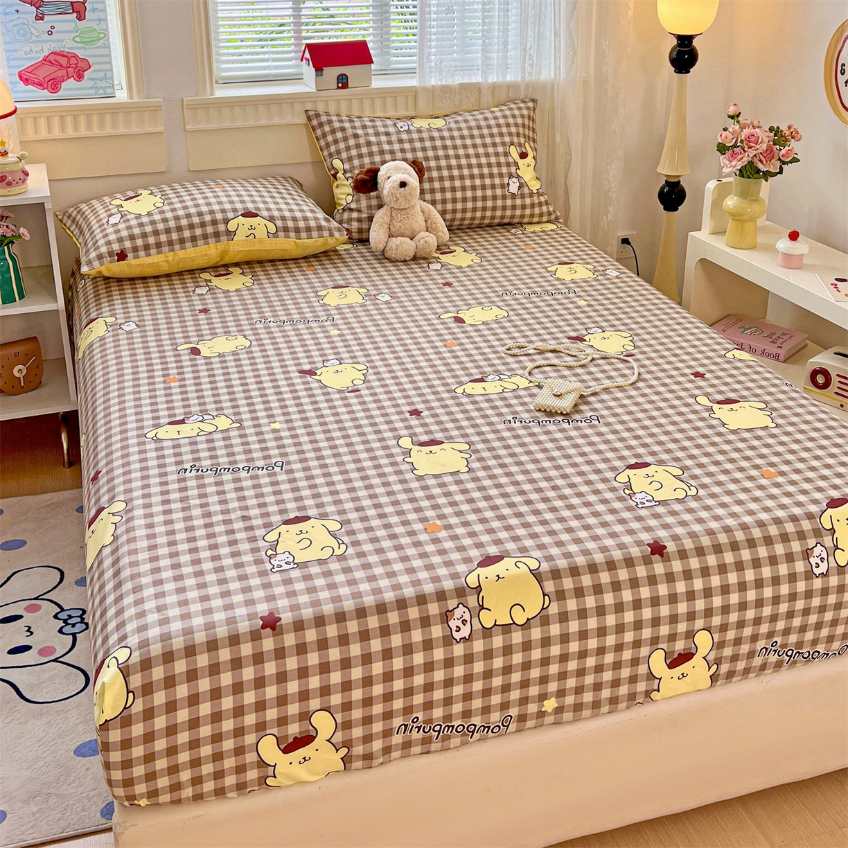 91家纺网 家纺一手货源 找家纺 名兮家居 2025新款全棉纯棉13372经典奥特曼-三丽鸥成人床床笠单件单床笠【含防伪标】 焦糖布丁狗