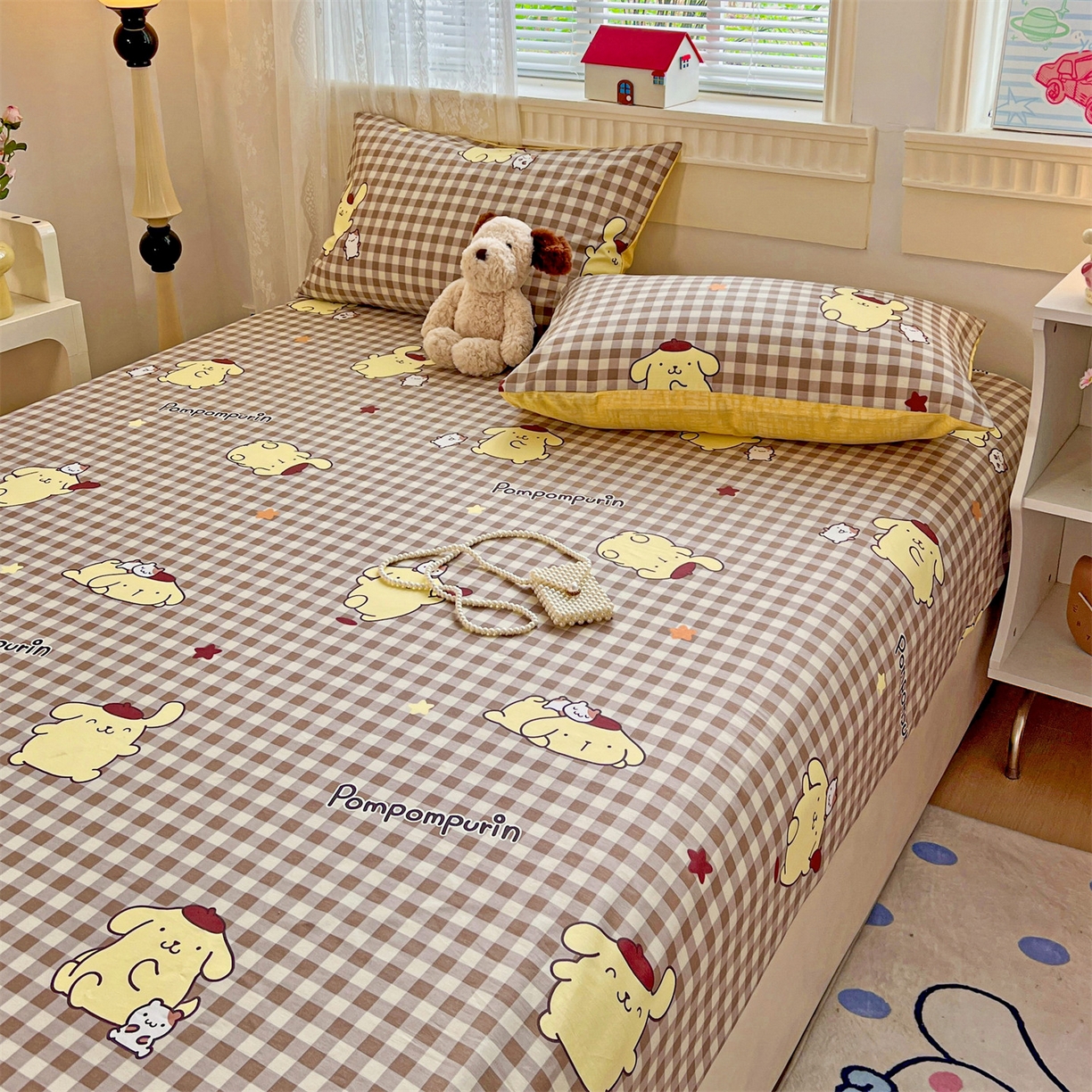 91家纺网 家纺一手货源 找家纺 名兮家居 2025新款全棉纯棉13372经典奥特曼-三丽鸥成人床床笠单件单床笠【含防伪标】 焦糖布丁狗