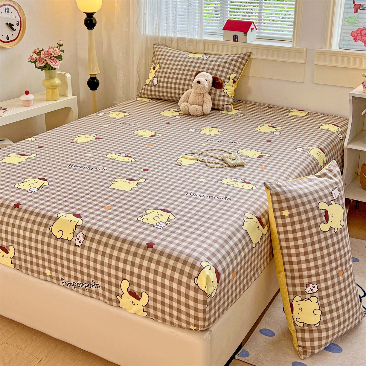 91家纺网 家纺一手货源 找家纺 名兮家居 2025新款全棉纯棉13372经典奥特曼-三丽鸥成人床床笠单件单床笠【含防伪标】 焦糖布丁狗