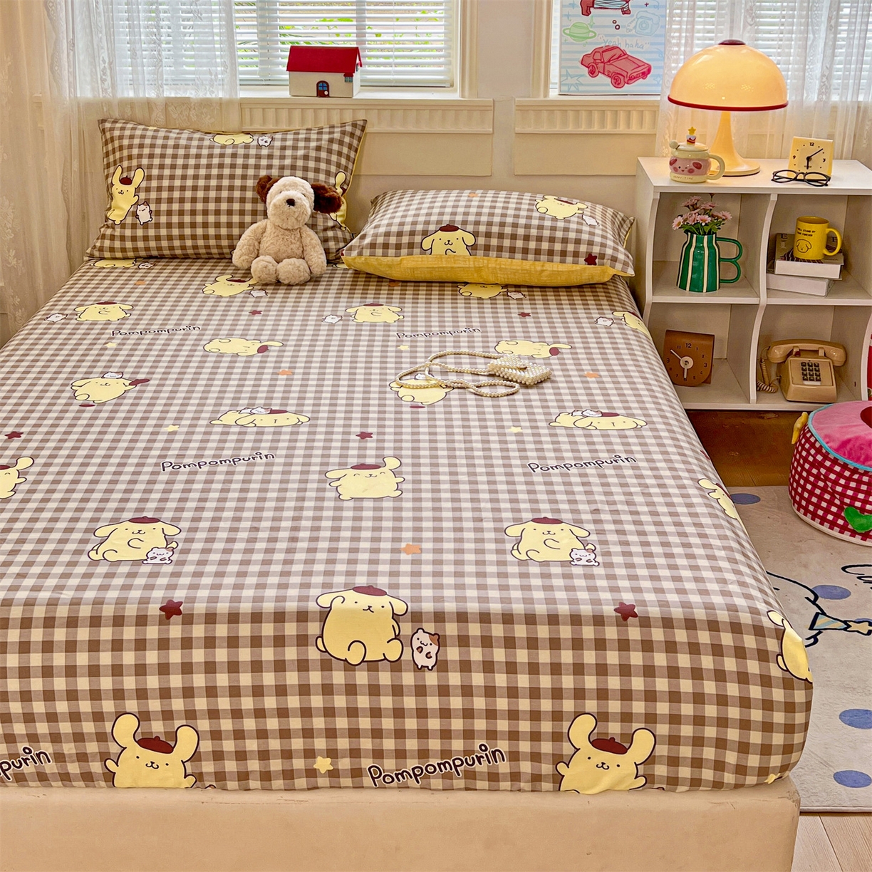 91家纺网 家纺一手货源 找家纺 名兮家居 2025新款全棉纯棉13372经典奥特曼-三丽鸥成人床床笠单件单床笠【含防伪标】 焦糖布丁狗