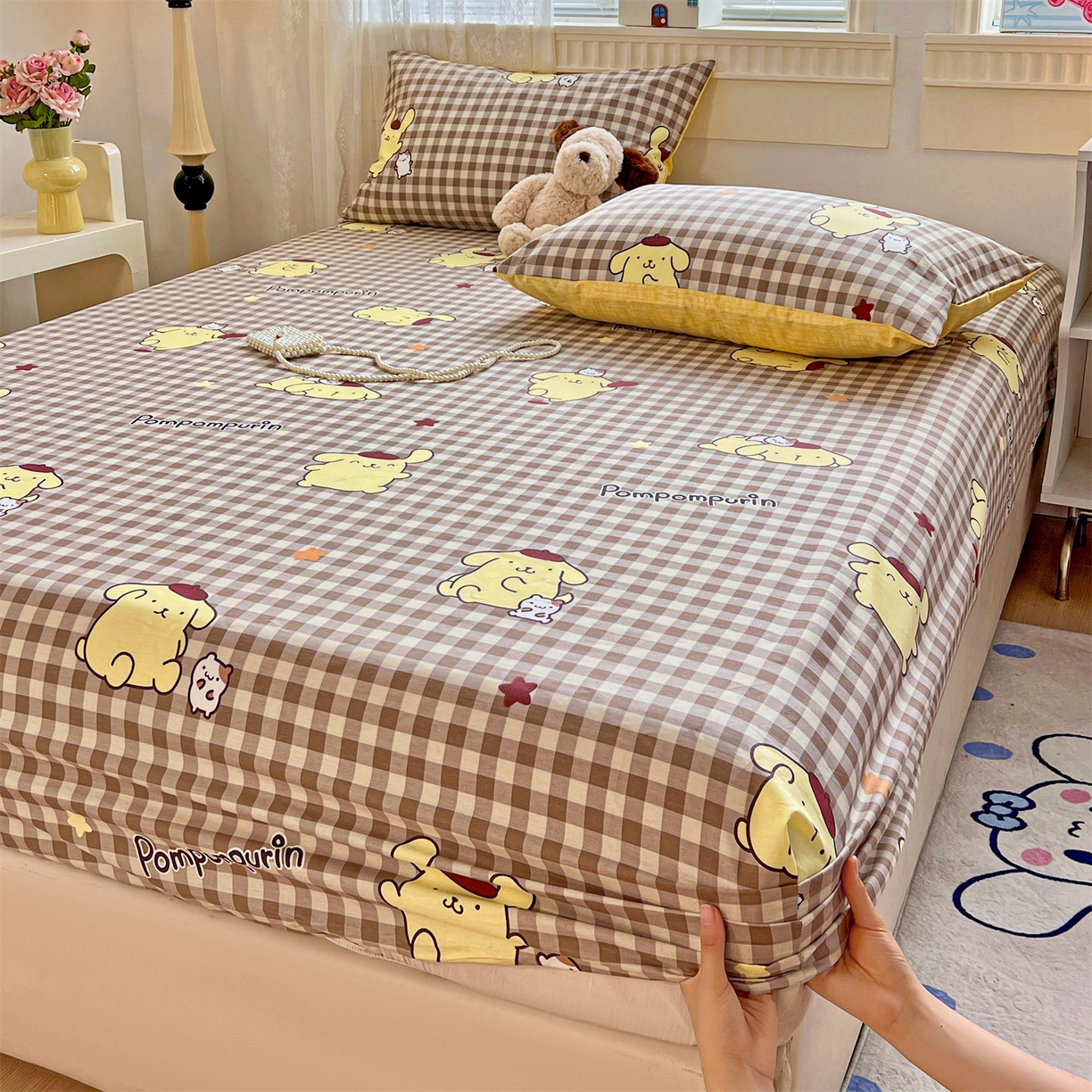 91家纺网 家纺一手货源 找家纺 名兮家居 2025新款全棉纯棉13372经典奥特曼-三丽鸥成人床床笠单件单床笠【含防伪标】 焦糖布丁狗