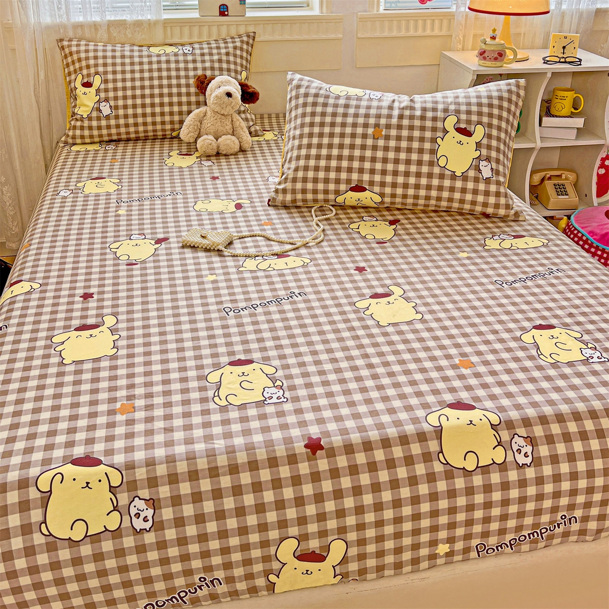 91家纺网 家纺一手货源 找家纺 名兮家居 2025新款全棉纯棉13372经典奥特曼-三丽鸥成人床床笠单件单床笠【含防伪标】 焦糖布丁狗