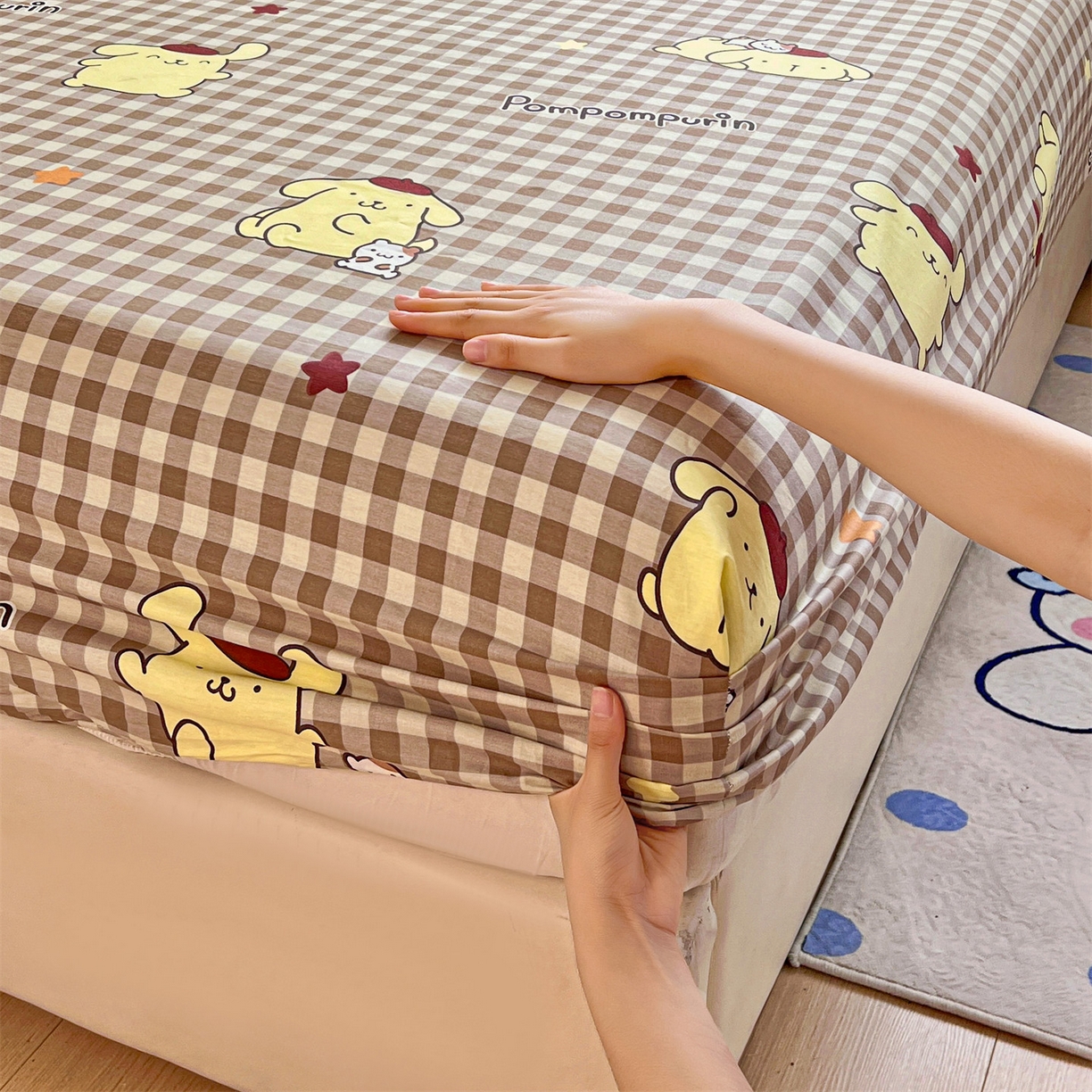 91家纺网 家纺一手货源 找家纺 名兮家居 2025新款全棉纯棉13372经典奥特曼-三丽鸥成人床床笠单件单床笠【含防伪标】 焦糖布丁狗