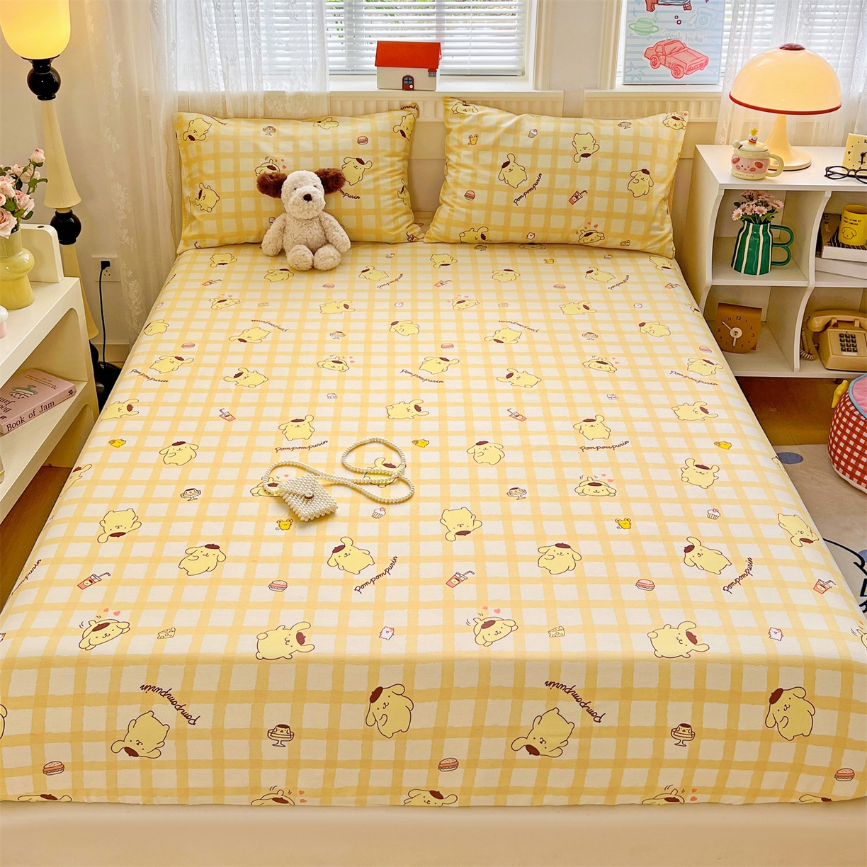 91家纺网 家纺一手货源 找家纺 名兮家居 2025新款全棉纯棉13372经典奥特曼-三丽鸥成人床床笠单件单床笠【含防伪标】 可可布丁狗