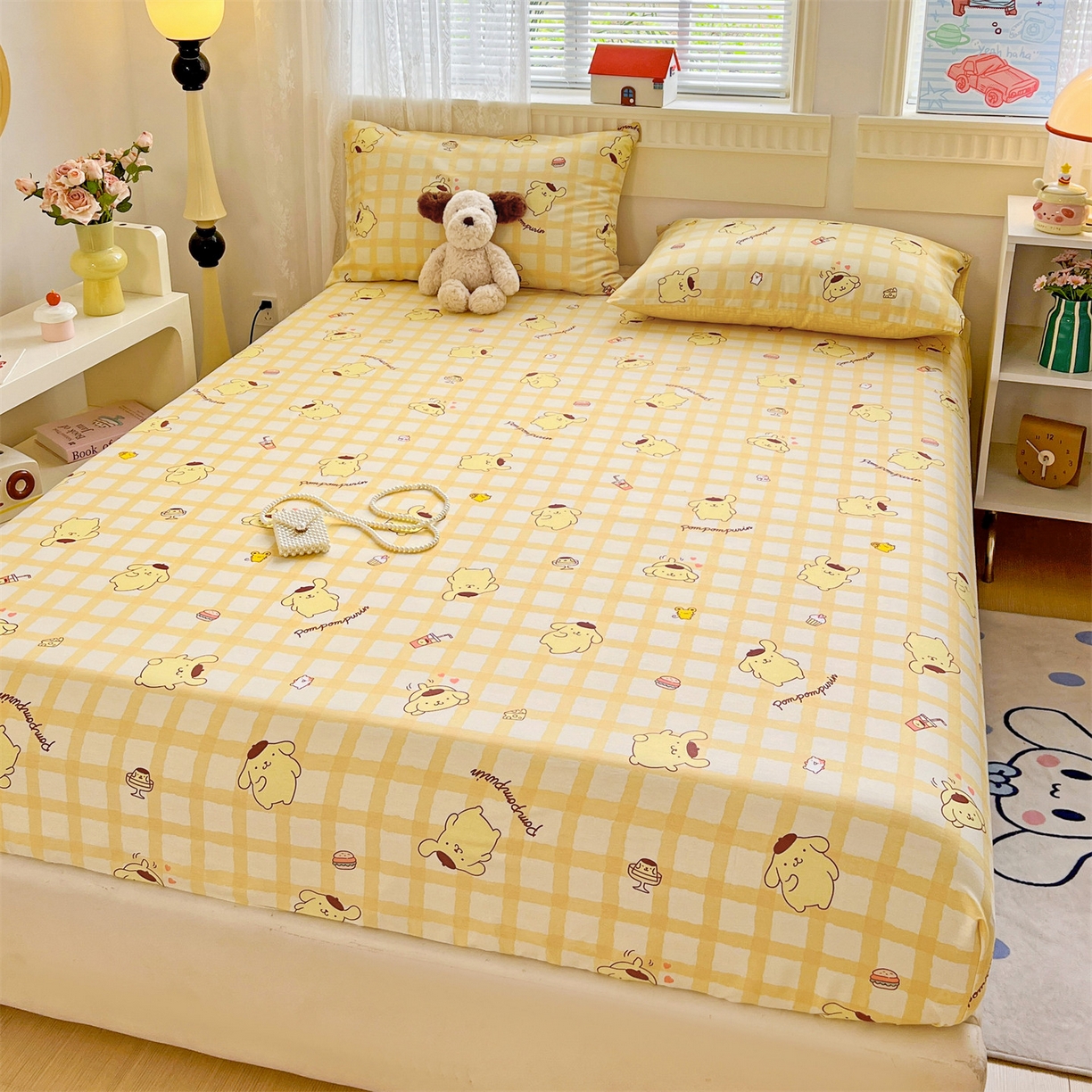 91家纺网 家纺一手货源 找家纺 名兮家居 2025新款全棉纯棉13372经典奥特曼-三丽鸥成人床床笠单件单床笠【含防伪标】 可可布丁狗