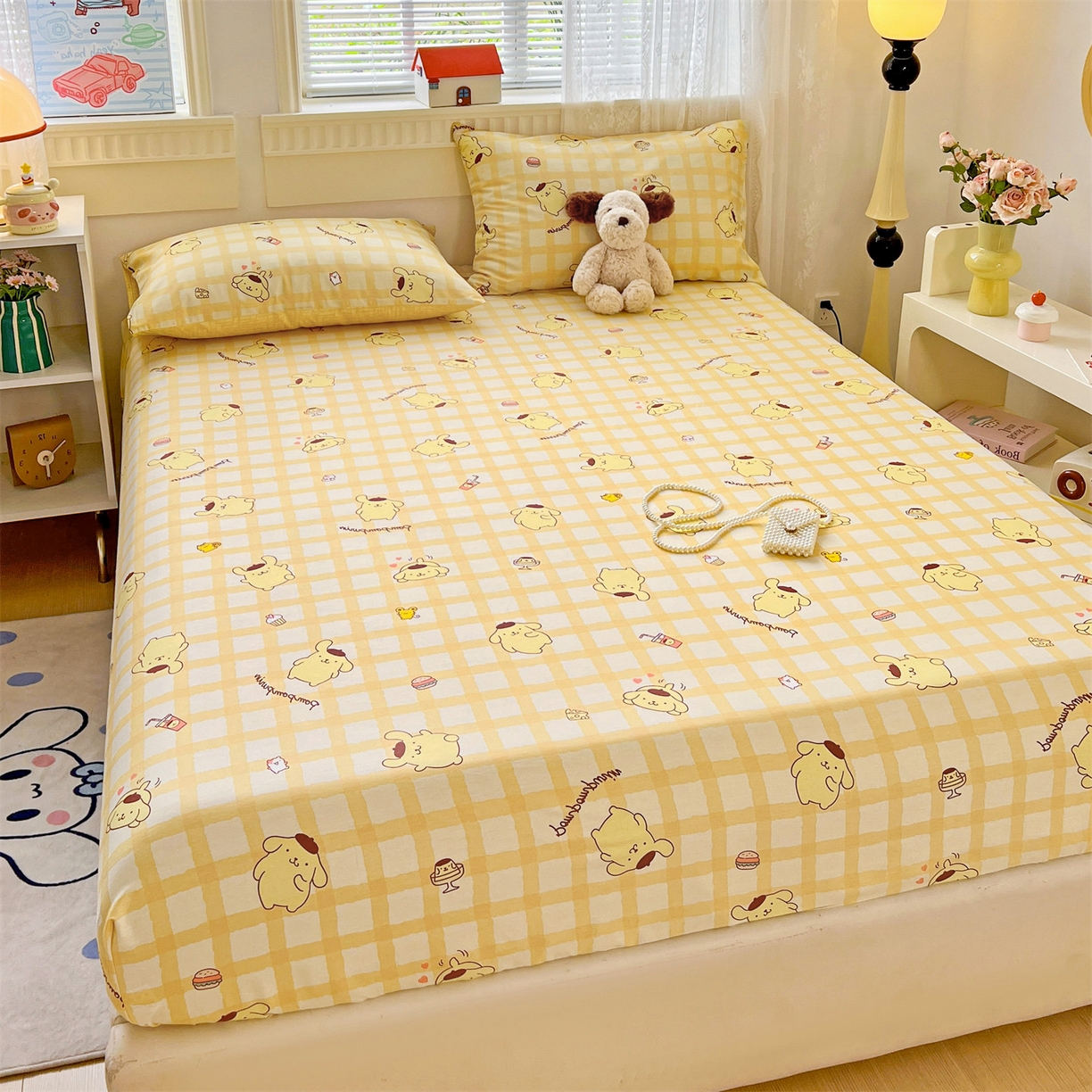 91家纺网 家纺一手货源 找家纺 名兮家居 2025新款全棉纯棉13372经典奥特曼-三丽鸥成人床床笠单件单床笠【含防伪标】 可可布丁狗