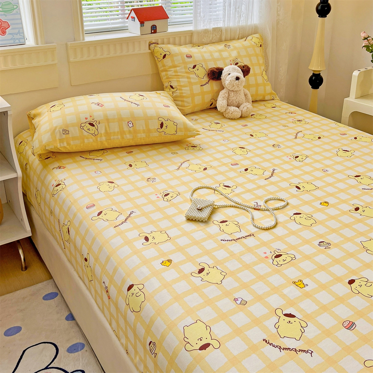 91家纺网 家纺一手货源 找家纺 名兮家居 2025新款全棉纯棉13372经典奥特曼-三丽鸥成人床床笠单件单床笠【含防伪标】 可可布丁狗