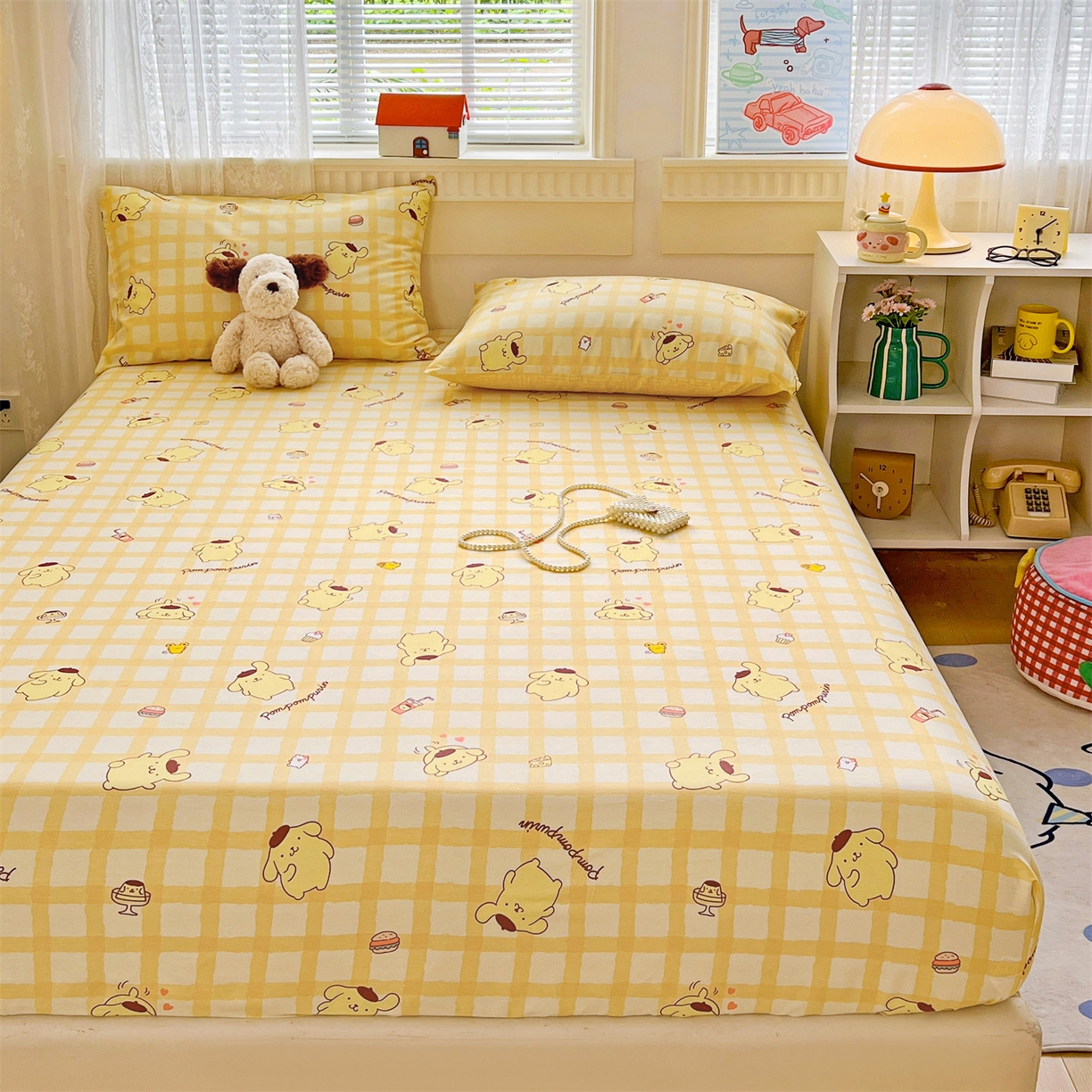 91家纺网 家纺一手货源 找家纺 名兮家居 2025新款全棉纯棉13372经典奥特曼-三丽鸥成人床床笠单件单床笠【含防伪标】 可可布丁狗