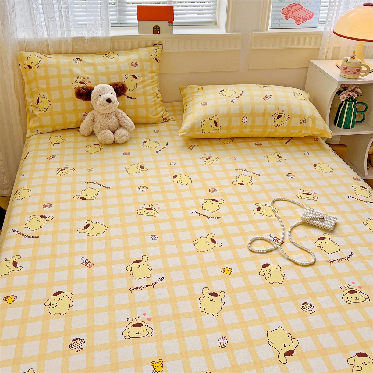 91家纺网 家纺一手货源 找家纺 名兮家居 2025新款全棉纯棉13372经典奥特曼-三丽鸥成人床床笠单件单床笠【含防伪标】 可可布丁狗