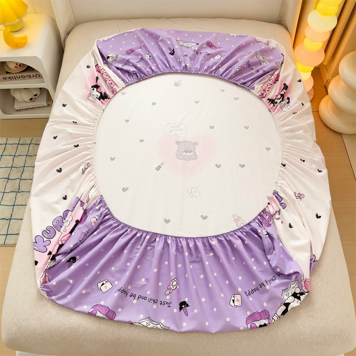 91家纺网 家纺一手货源 找家纺 名兮家居 2025新款全棉纯棉13372经典奥特曼-三丽鸥成人床床笠单件单床笠【含防伪标】 美美库洛米