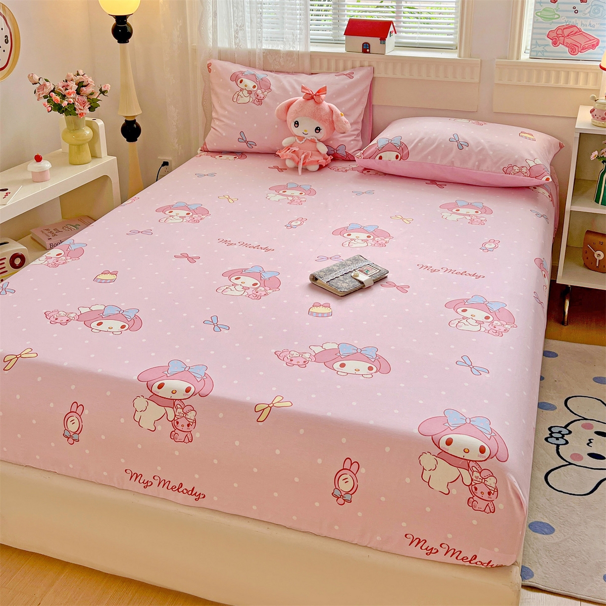 91家纺网 家纺一手货源 找家纺 名兮家居 2025新款全棉纯棉13372经典奥特曼-三丽鸥成人床床笠单件单床笠【含防伪标】 魔法美乐蒂