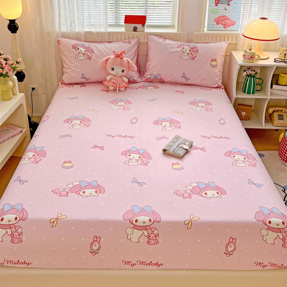 91家纺网 家纺一手货源 找家纺 名兮家居 2025新款全棉纯棉13372经典奥特曼-三丽鸥成人床床笠单件单床笠【含防伪标】 魔法美乐蒂