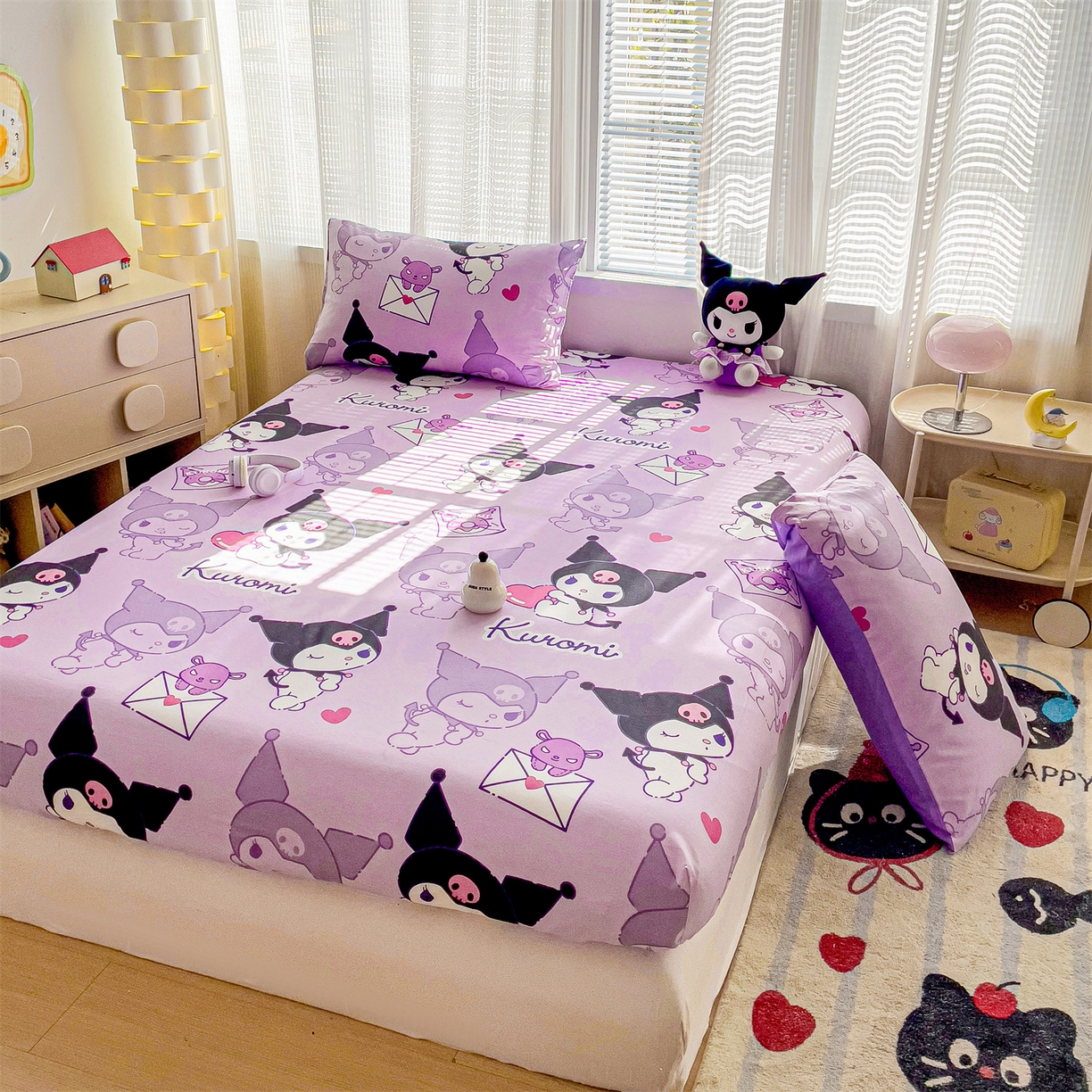 91家纺网 家纺一手货源 找家纺 名兮家居 2025新款全棉纯棉13372经典奥特曼-三丽鸥成人床床笠单件单床笠【含防伪标】 情书库洛米