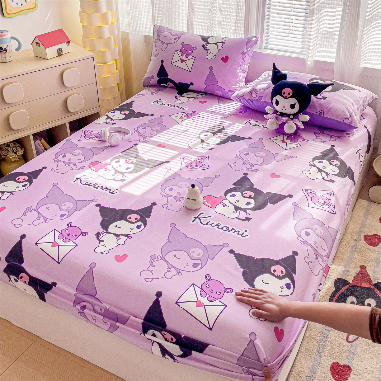 91家纺网 家纺一手货源 找家纺 名兮家居 2025新款全棉纯棉13372经典奥特曼-三丽鸥成人床床笠单件单床笠【含防伪标】 情书库洛米