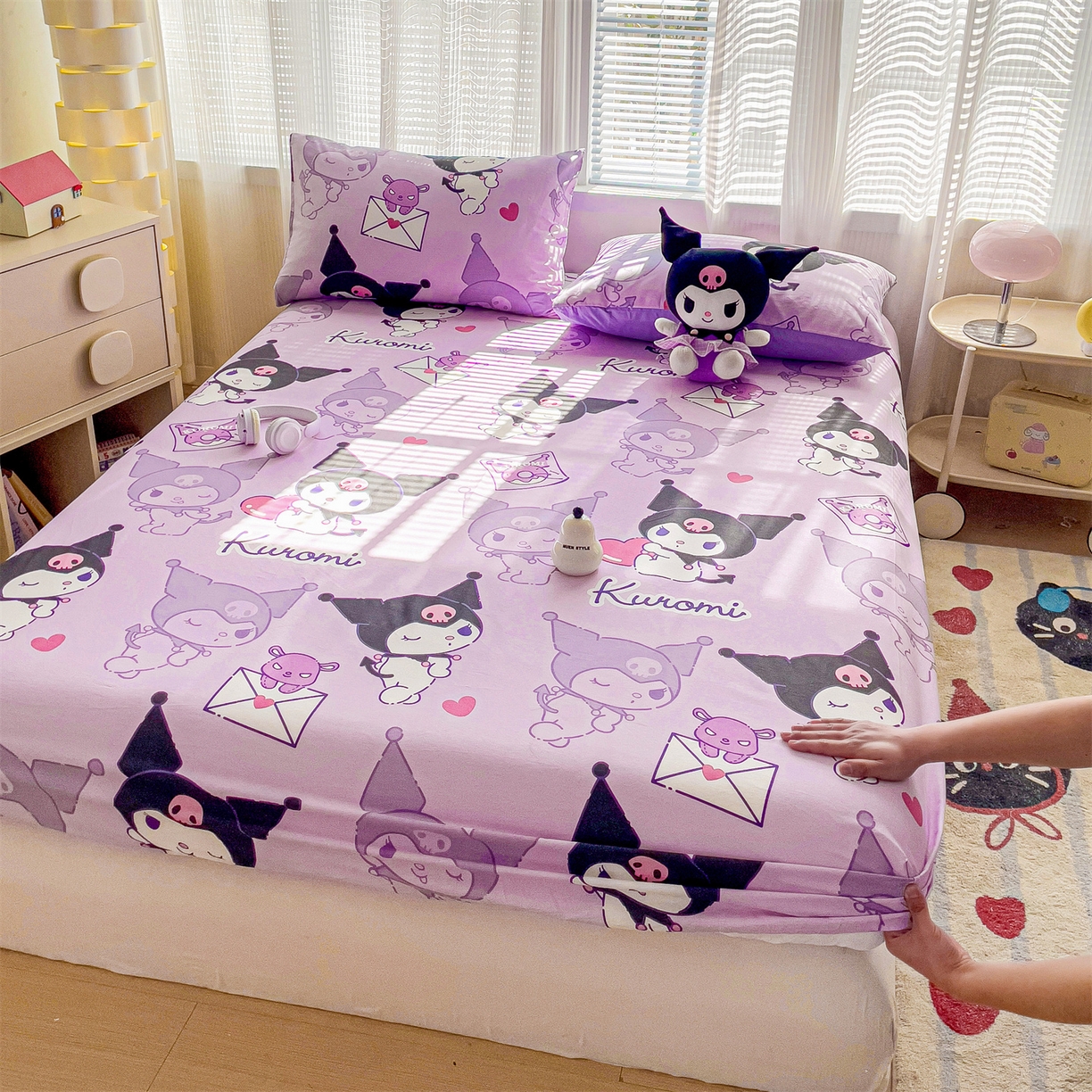 91家纺网 家纺一手货源 找家纺 名兮家居 2025新款全棉纯棉13372经典奥特曼-三丽鸥成人床床笠单件单床笠【含防伪标】 情书库洛米