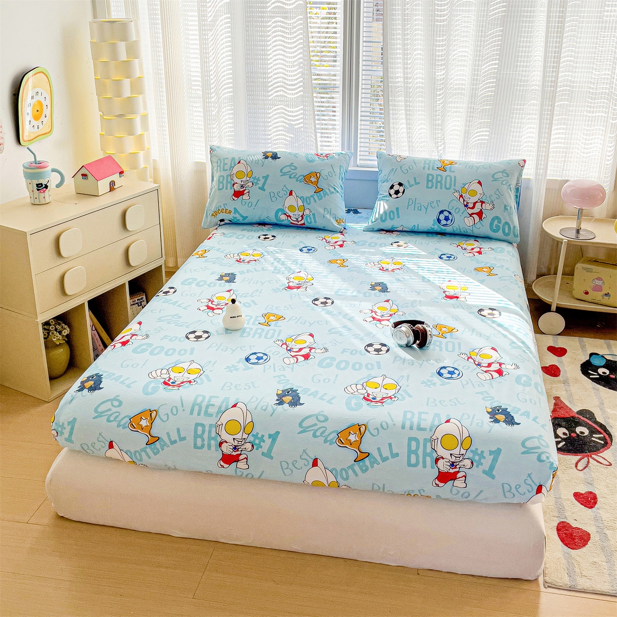 91家纺网 家纺一手货源 找家纺 名兮家居 2025新款全棉纯棉13372经典奥特曼-三丽鸥成人床床笠单件单床笠【含防伪标】 世界杯