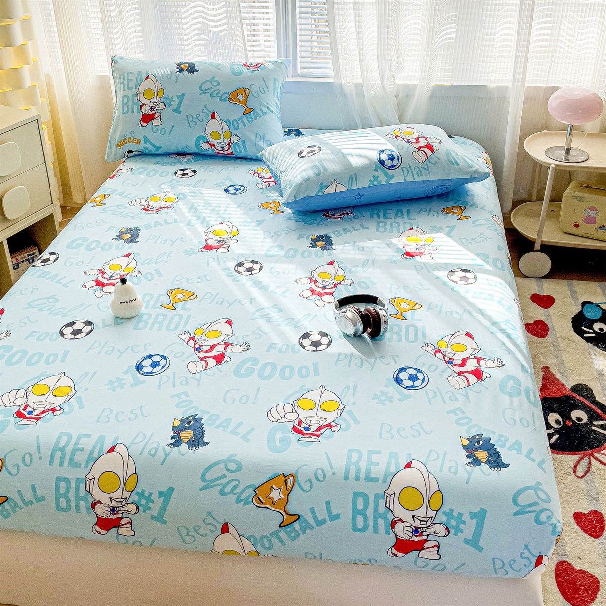 91家纺网 家纺一手货源 找家纺 名兮家居 2025新款全棉纯棉13372经典奥特曼-三丽鸥成人床床笠单件单床笠【含防伪标】 世界杯