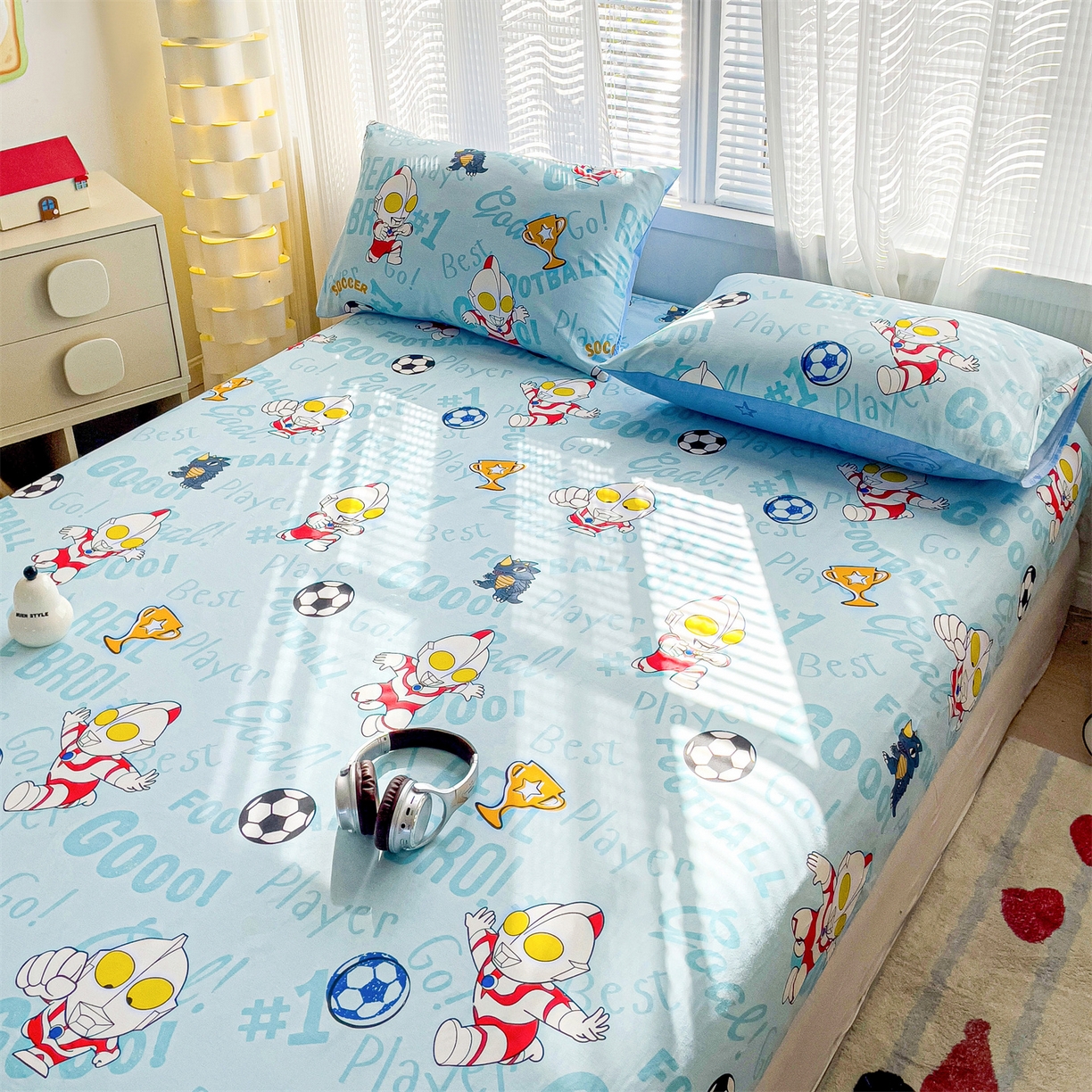 91家纺网 家纺一手货源 找家纺 名兮家居 2025新款全棉纯棉13372经典奥特曼-三丽鸥成人床床笠单件单床笠【含防伪标】 世界杯