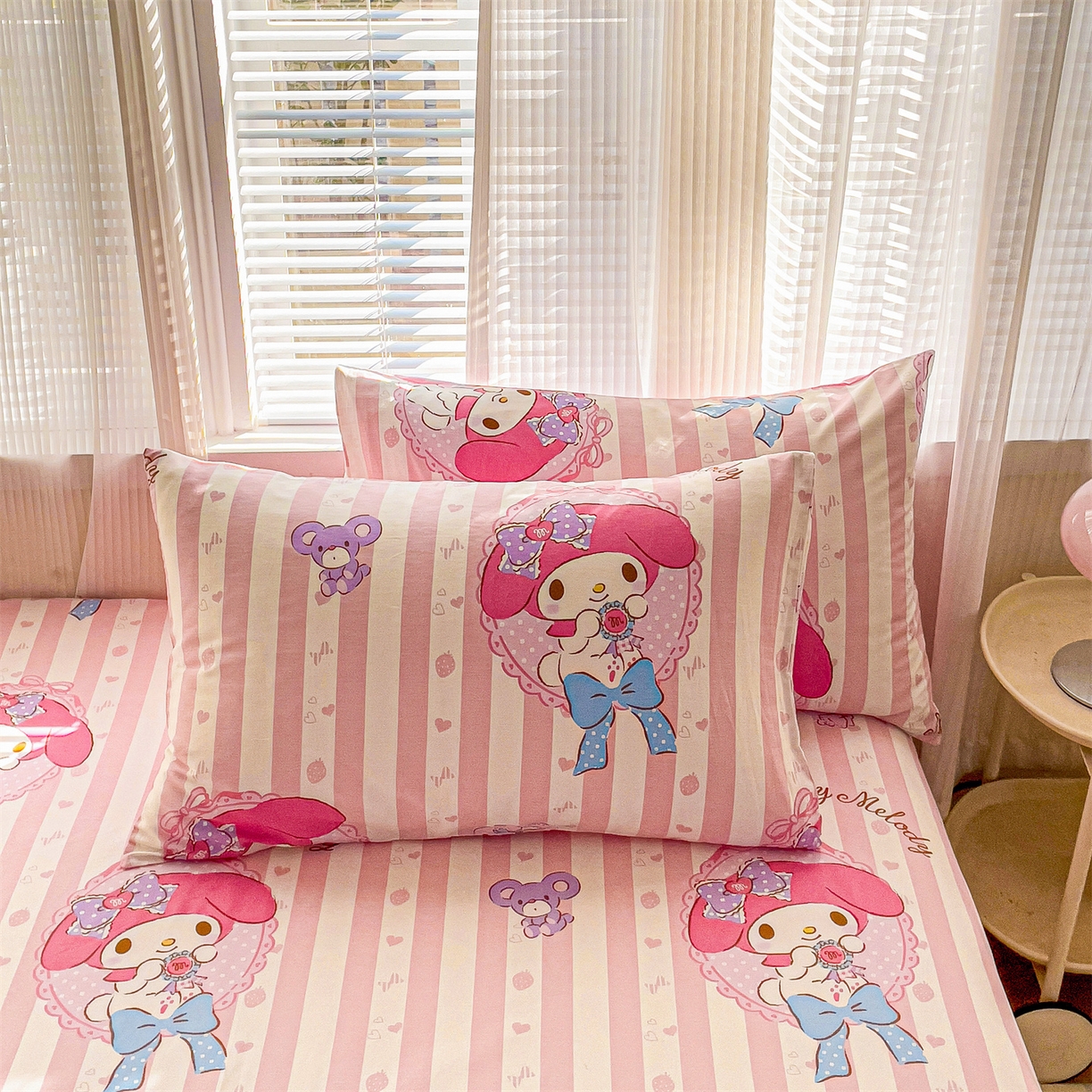 91家纺网 家纺一手货源 找家纺 名兮家居 2025新款全棉纯棉13372经典奥特曼-三丽鸥成人床床笠单件单床笠【含防伪标】 竖条美乐蒂