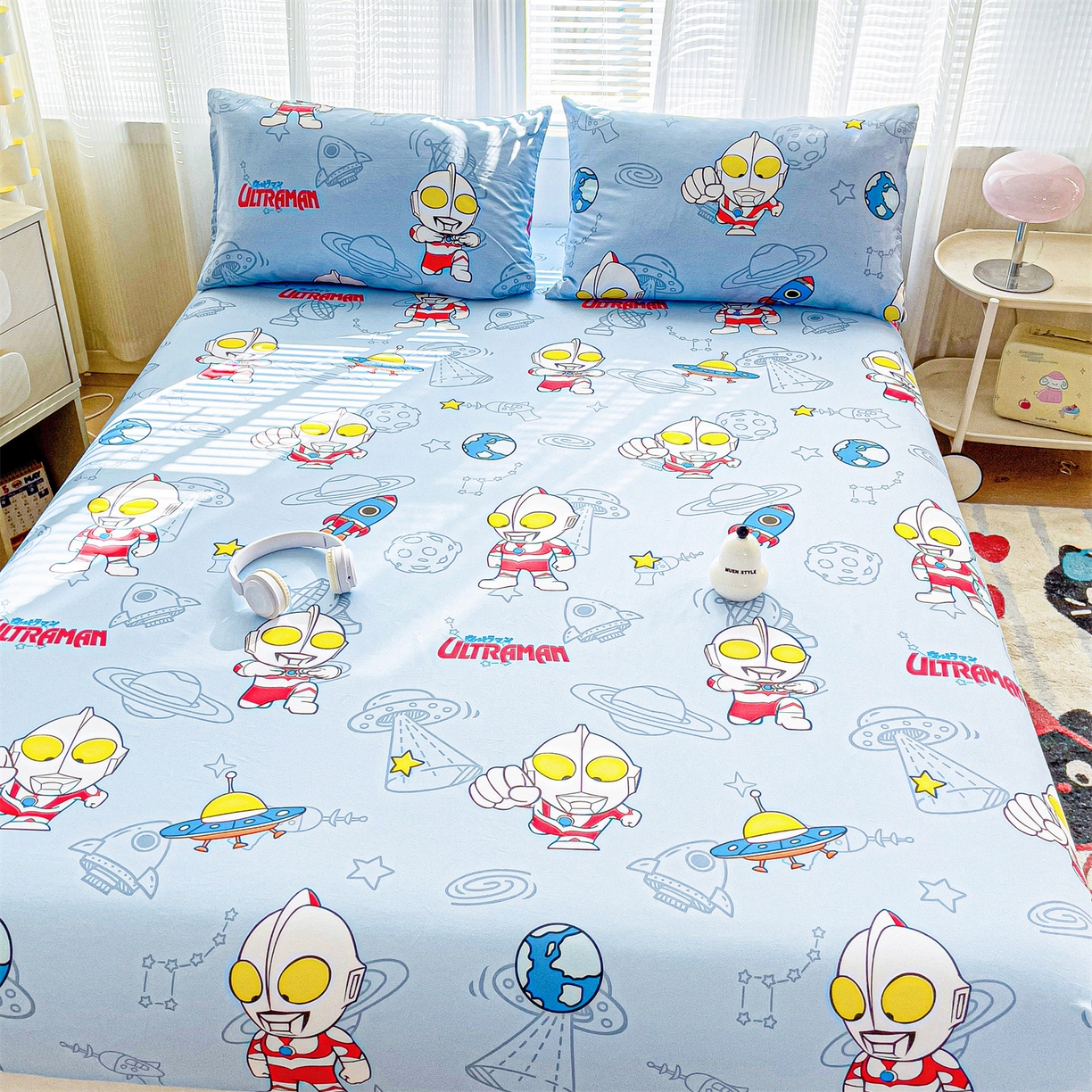 91家纺网 家纺一手货源 找家纺 名兮家居 2025新款全棉纯棉13372经典奥特曼-三丽鸥成人床床笠单件单床笠【含防伪标】 太空奥特曼