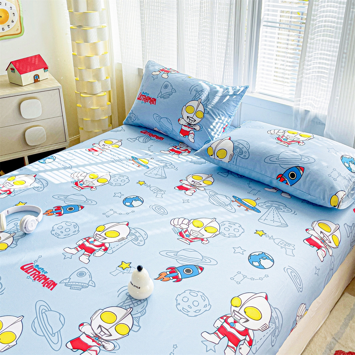 91家纺网 家纺一手货源 找家纺 名兮家居 2025新款全棉纯棉13372经典奥特曼-三丽鸥成人床床笠单件单床笠【含防伪标】 太空奥特曼