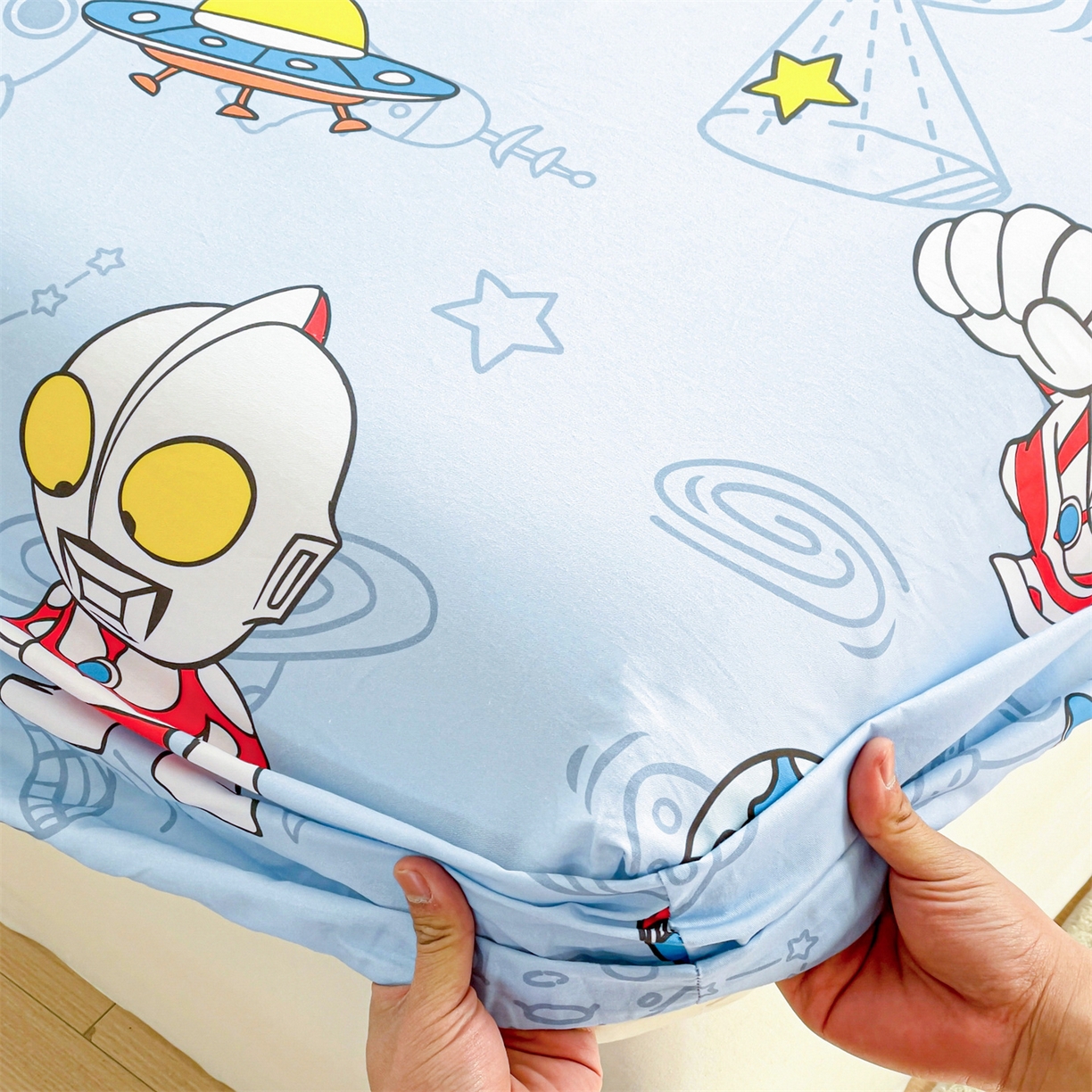 91家纺网 家纺一手货源 找家纺 名兮家居 2025新款全棉纯棉13372经典奥特曼-三丽鸥成人床床笠单件单床笠【含防伪标】 太空奥特曼