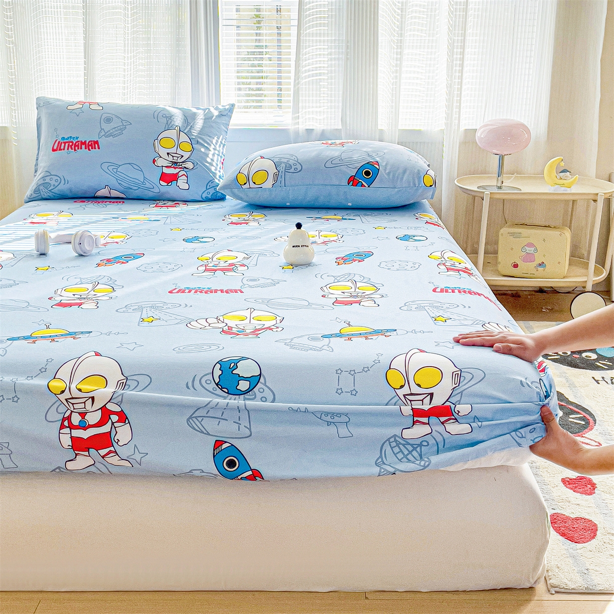 91家纺网 家纺一手货源 找家纺 名兮家居 2025新款全棉纯棉13372经典奥特曼-三丽鸥成人床床笠单件单床笠【含防伪标】 太空奥特曼