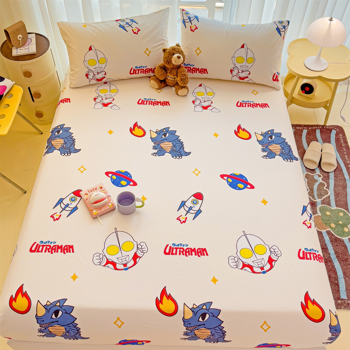 91家纺网 家纺一手货源 找家纺 名兮家居 2025新款全棉纯棉13372经典奥特曼-三丽鸥成人床床笠单件单床笠【含防伪标】 咸蛋超人