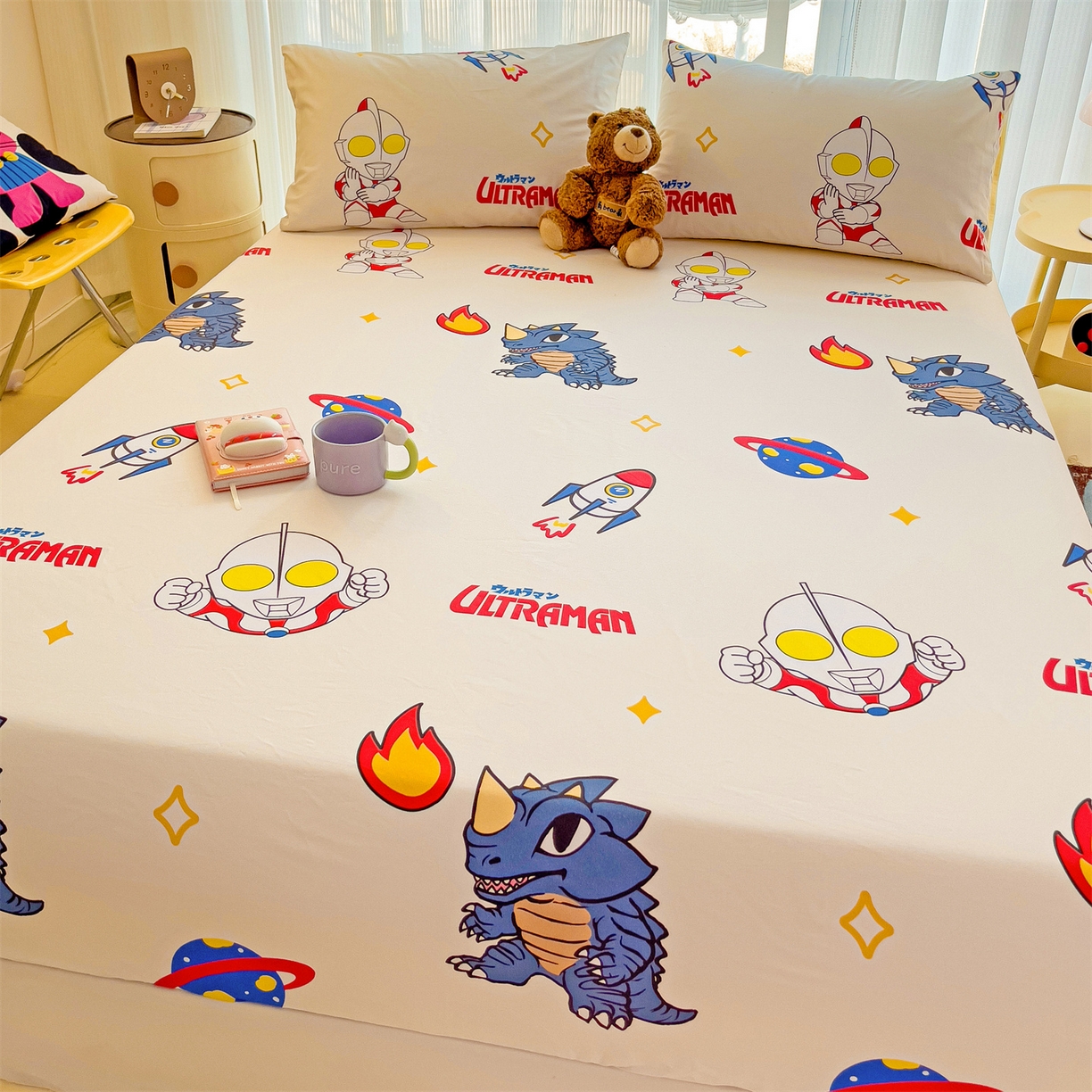 91家纺网 家纺一手货源 找家纺 名兮家居 2025新款全棉纯棉13372经典奥特曼-三丽鸥成人床床笠单件单床笠【含防伪标】 咸蛋超人