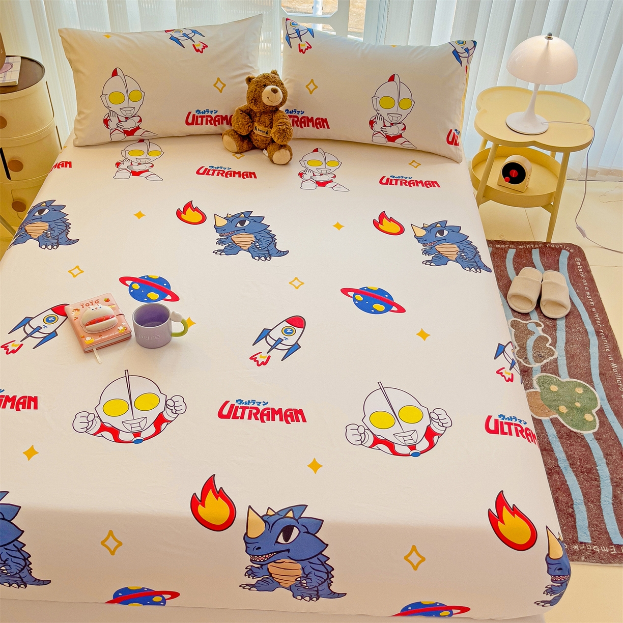 91家纺网 家纺一手货源 找家纺 名兮家居 2025新款全棉纯棉13372经典奥特曼-三丽鸥成人床床笠单件单床笠【含防伪标】 咸蛋超人