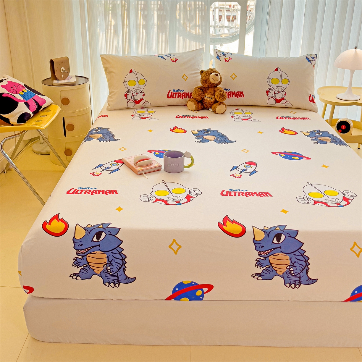 91家纺网 家纺一手货源 找家纺 名兮家居 2025新款全棉纯棉13372经典奥特曼-三丽鸥成人床床笠单件单床笠【含防伪标】 咸蛋超人