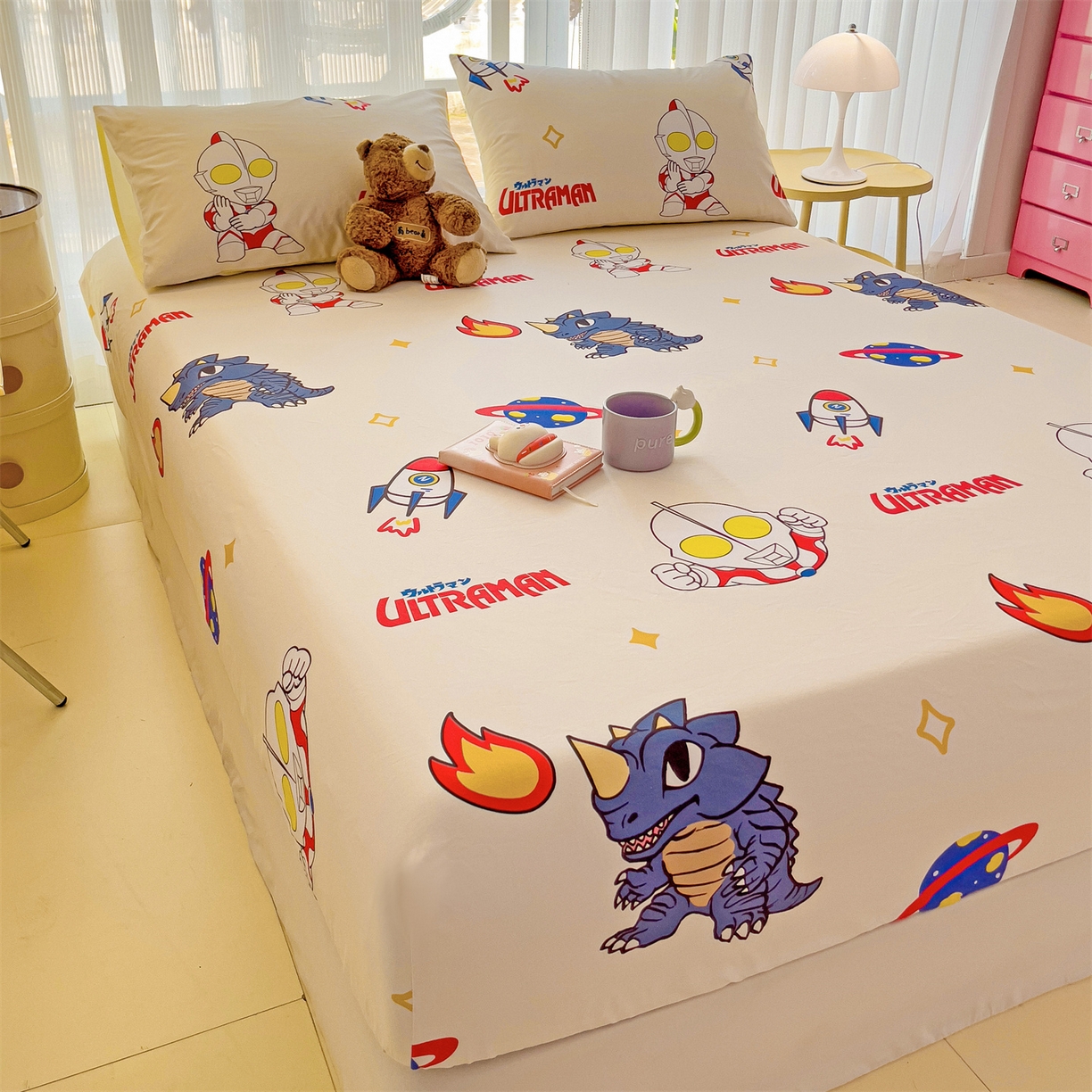 91家纺网 家纺一手货源 找家纺 名兮家居 2025新款全棉纯棉13372经典奥特曼-三丽鸥成人床床笠单件单床笠【含防伪标】 咸蛋超人