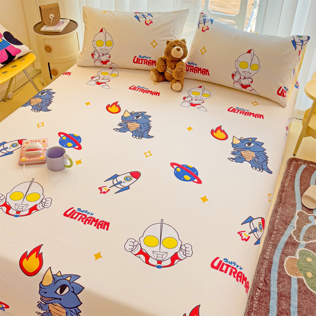 91家纺网 家纺一手货源 找家纺 名兮家居 2025新款全棉纯棉13372经典奥特曼-三丽鸥成人床床笠单件单床笠【含防伪标】 咸蛋超人