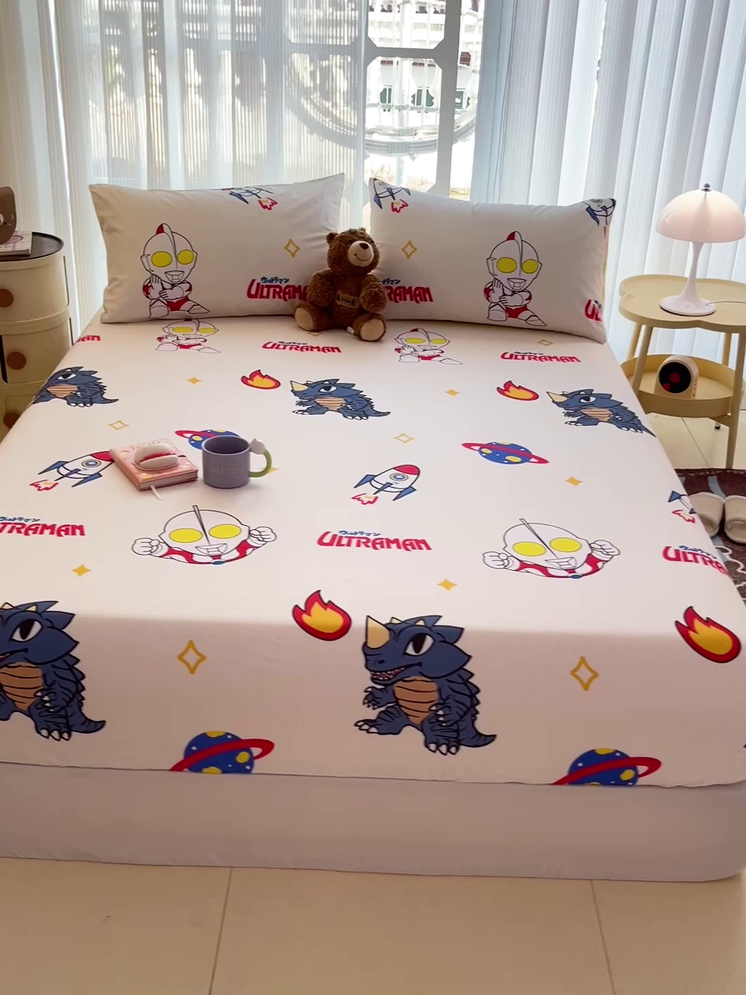 91家纺网 家纺一手货源 找家纺 名兮家居 2025新款全棉纯棉13372经典奥特曼-三丽鸥成人床床笠单件单床笠【含防伪标】 咸蛋超人