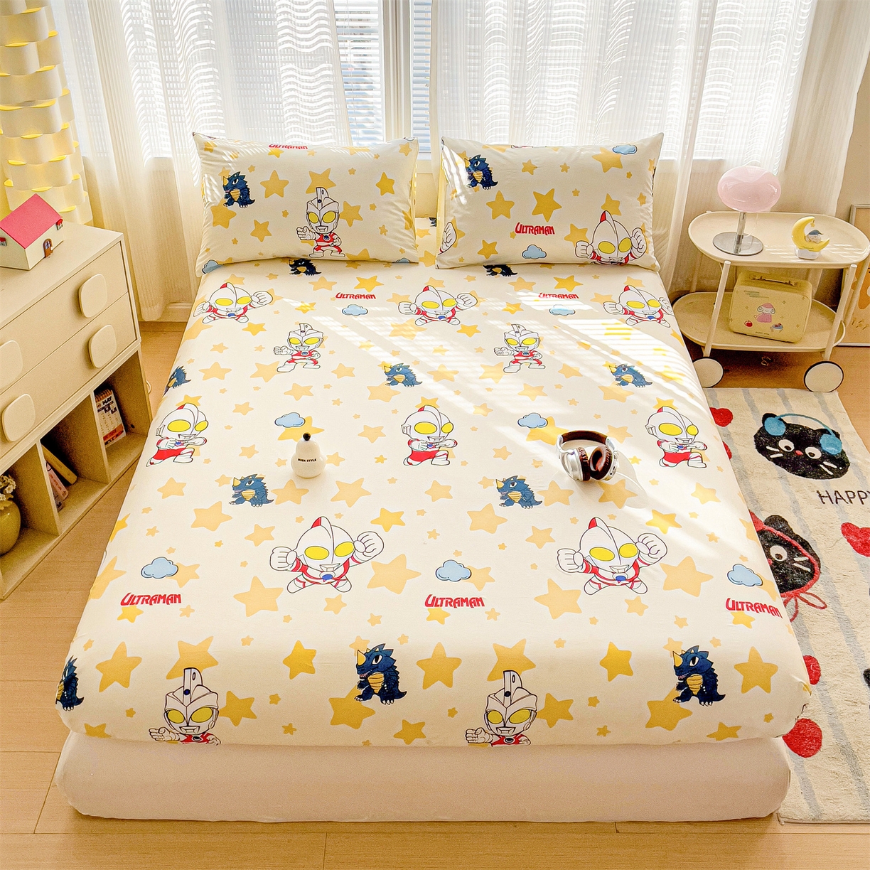 名兮家居 2025新款全棉纯棉13372经典奥特曼-三丽鸥成人床床笠单件单床笠【含防伪标】 星星奥特曼