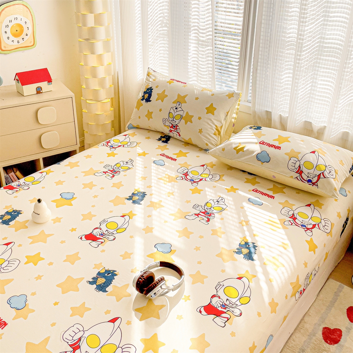 91家纺网 家纺一手货源 找家纺 名兮家居 2025新款全棉纯棉13372经典奥特曼-三丽鸥成人床床笠单件单床笠【含防伪标】 星星奥特曼