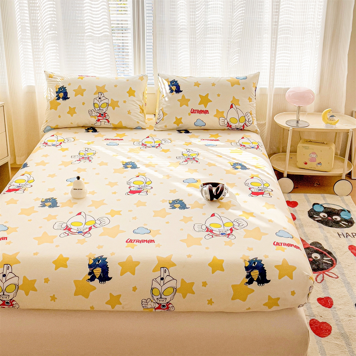 91家纺网 家纺一手货源 找家纺 名兮家居 2025新款全棉纯棉13372经典奥特曼-三丽鸥成人床床笠单件单床笠【含防伪标】 星星奥特曼