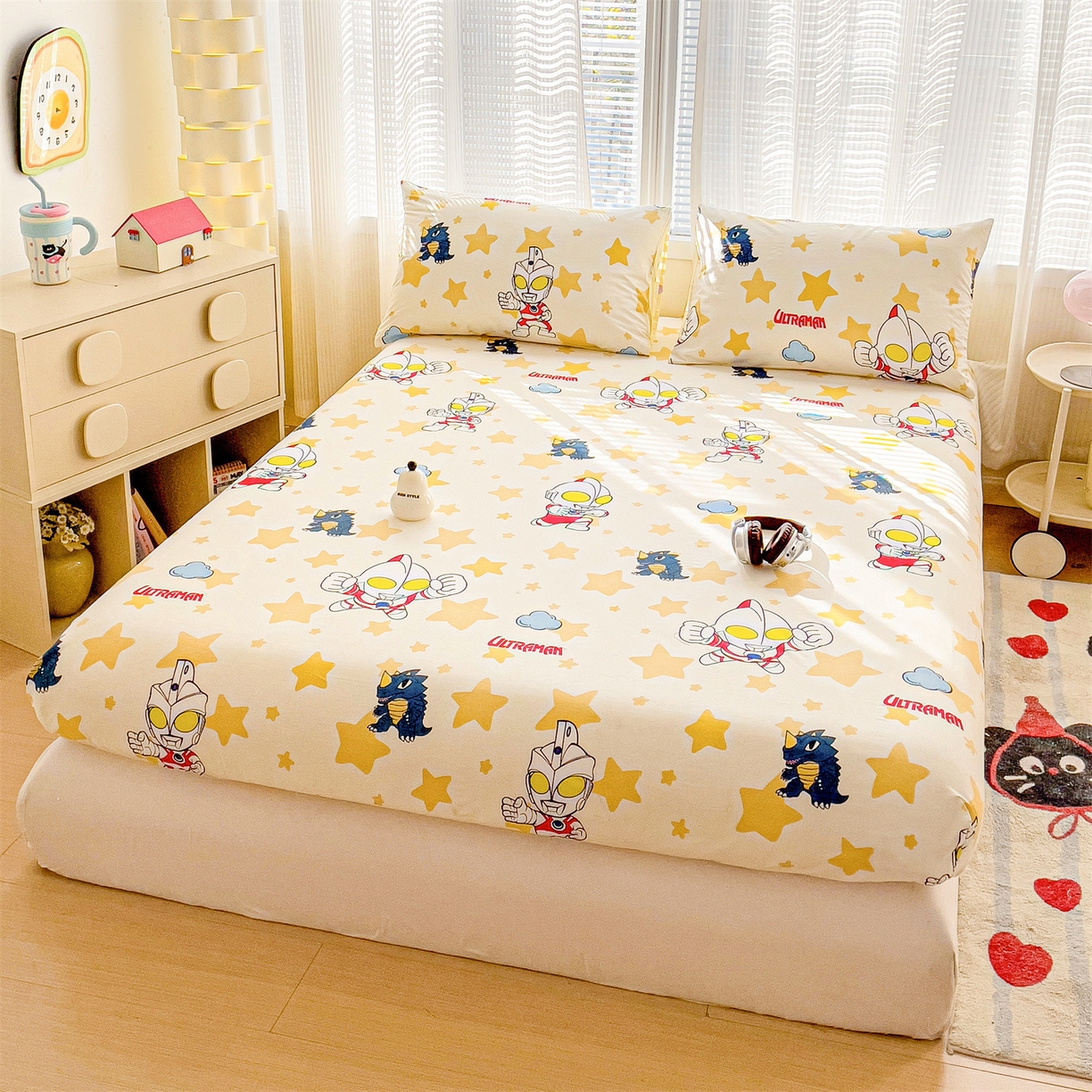 91家纺网 家纺一手货源 找家纺 名兮家居 2025新款全棉纯棉13372经典奥特曼-三丽鸥成人床床笠单件单床笠【含防伪标】 星星奥特曼