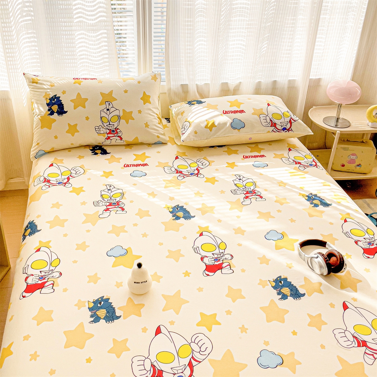 91家纺网 家纺一手货源 找家纺 名兮家居 2025新款全棉纯棉13372经典奥特曼-三丽鸥成人床床笠单件单床笠【含防伪标】 星星奥特曼