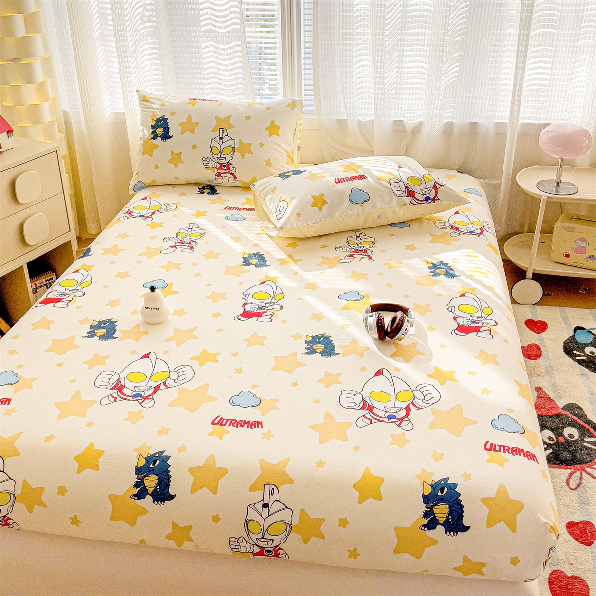 91家纺网 家纺一手货源 找家纺 名兮家居 2025新款全棉纯棉13372经典奥特曼-三丽鸥成人床床笠单件单床笠【含防伪标】 星星奥特曼