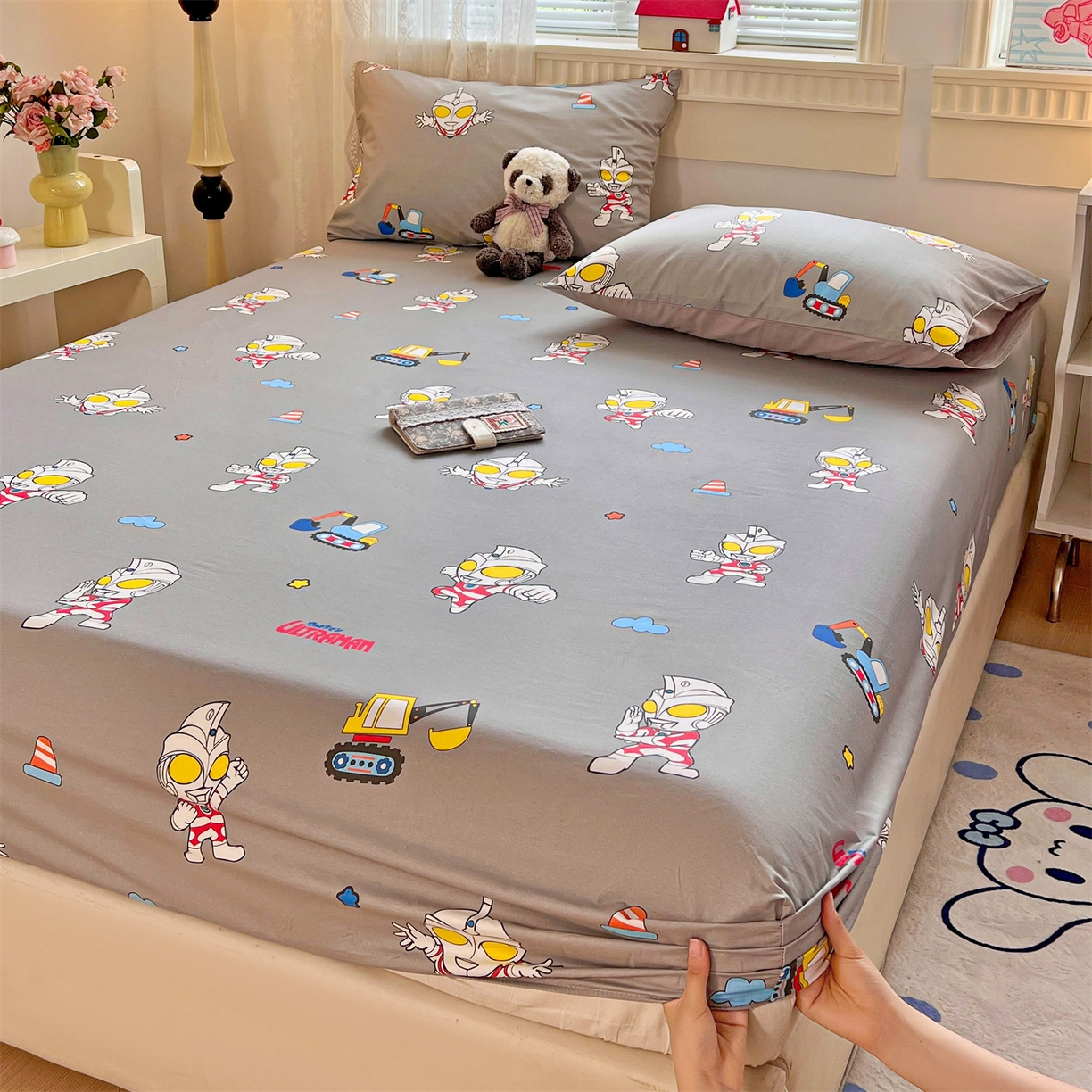 91家纺网 家纺一手货源 找家纺 名兮家居 2025新款全棉纯棉13372经典奥特曼-三丽鸥成人床床笠单件单床笠【含防伪标】 宇宙小分队