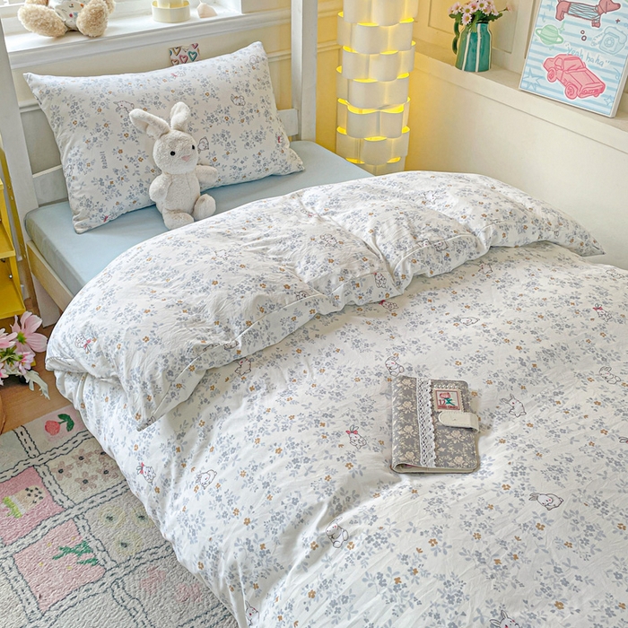 91家纺网 家纺一手货源 找家纺 （总）2025直播云感学生宿舍床四件套水洗棉简约风小碎花被套床笠三四件套—单被套