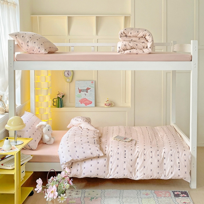 91家纺网 家纺一手货源 找家纺 2025直播云感学生宿舍床四件套水洗棉简约风小碎花被套床笠三四件套—单被套 蝴蝶结