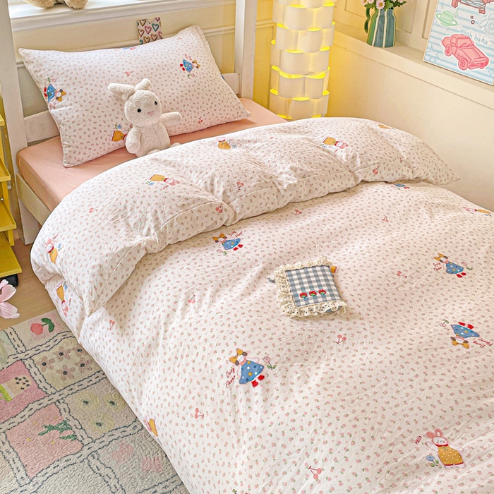 2025直播云感学生宿舍床四件套水洗棉简约风小碎花被套床笠三四件套—单被套 花仙子