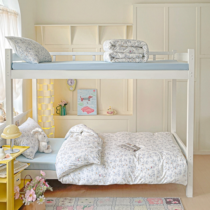 91家纺网 家纺一手货源 找家纺 2025直播云感学生宿舍床四件套水洗棉简约风小碎花被套床笠三四件套—单被套 秘境兔